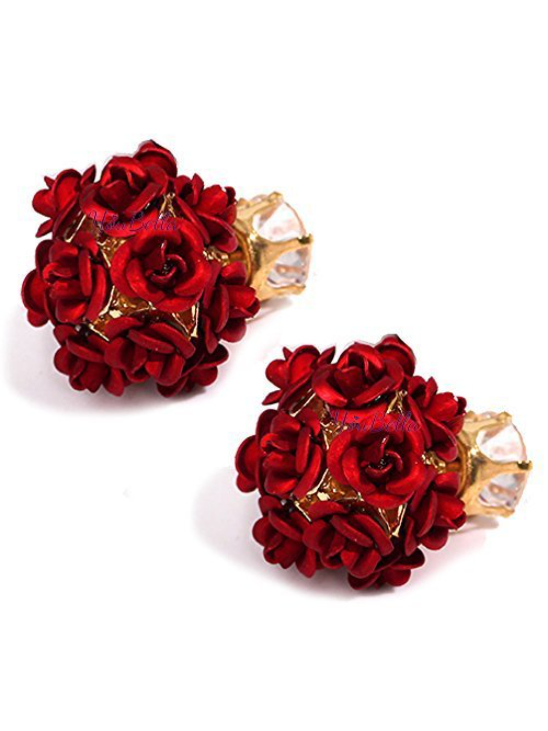 YouBella Multicolor Gold Plated Rose Flower Earring and Crystal Pendant Necklace Combo for Women and Girls
