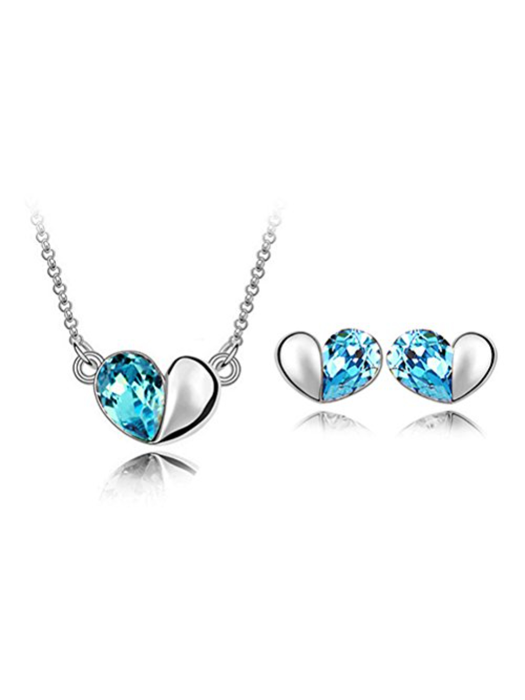 Valentine YouBella Jewellery Combo of Gold Plated Rose Flower,Heart Shape Crystal Pendant Necklace, Fancy Earrings and Bangle Bracelets for Girls and Women