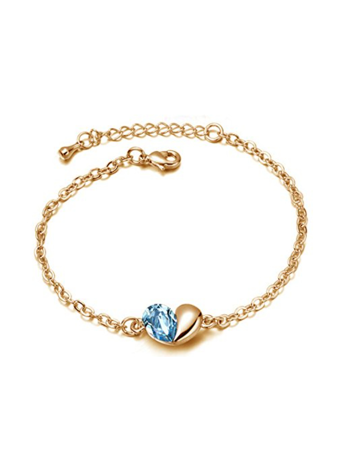 YouBella Gold Plated Rose Flower, Heart Shape Crystal Pendant Necklace, Fancy Party Wear Earrings and Bangle Bracelets Combo for Women