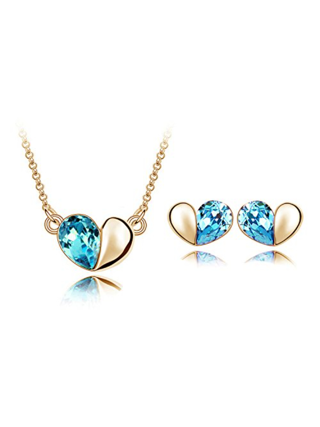 YouBella Gold Plated Rose Flower, Heart Shape Crystal Pendant Necklace, Fancy Party Wear Earrings and Bangle Bracelets Combo for Women