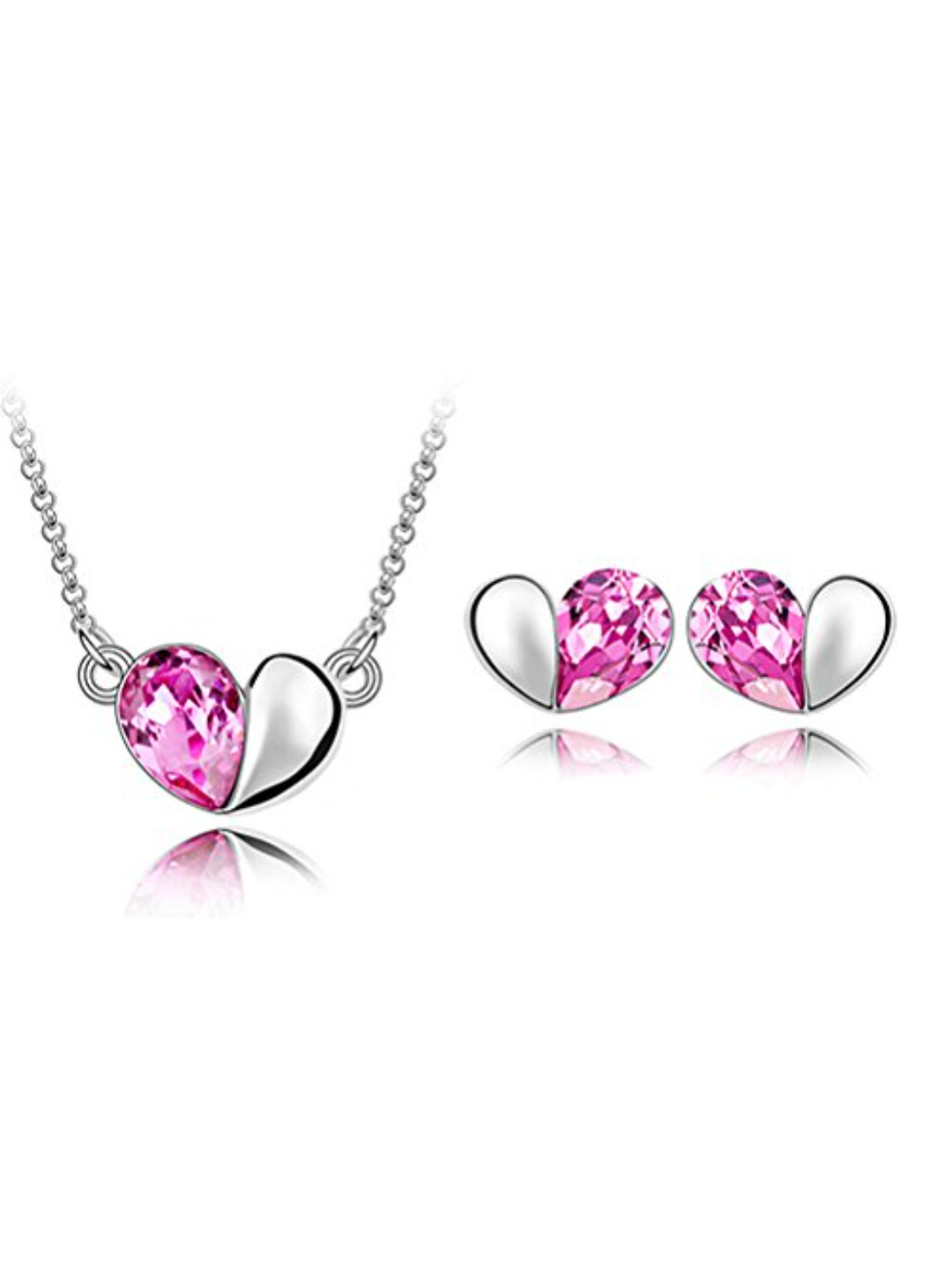 Valentine YouBella Jewellery Combo of Gold Plated Rose Flower,Heart Shape Crystal Pendant Necklace, Fancy Earrings and Bangle Bracelets for Girls and Women