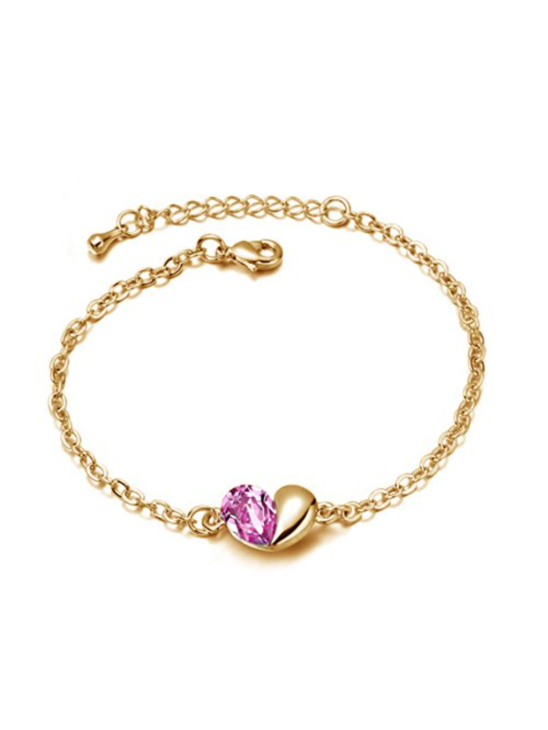 YouBella Combo of Multicolour Gold Plated Rose Flower, Heart Shape Crystal Pendant Necklace, Earrings and Bangles for Women
