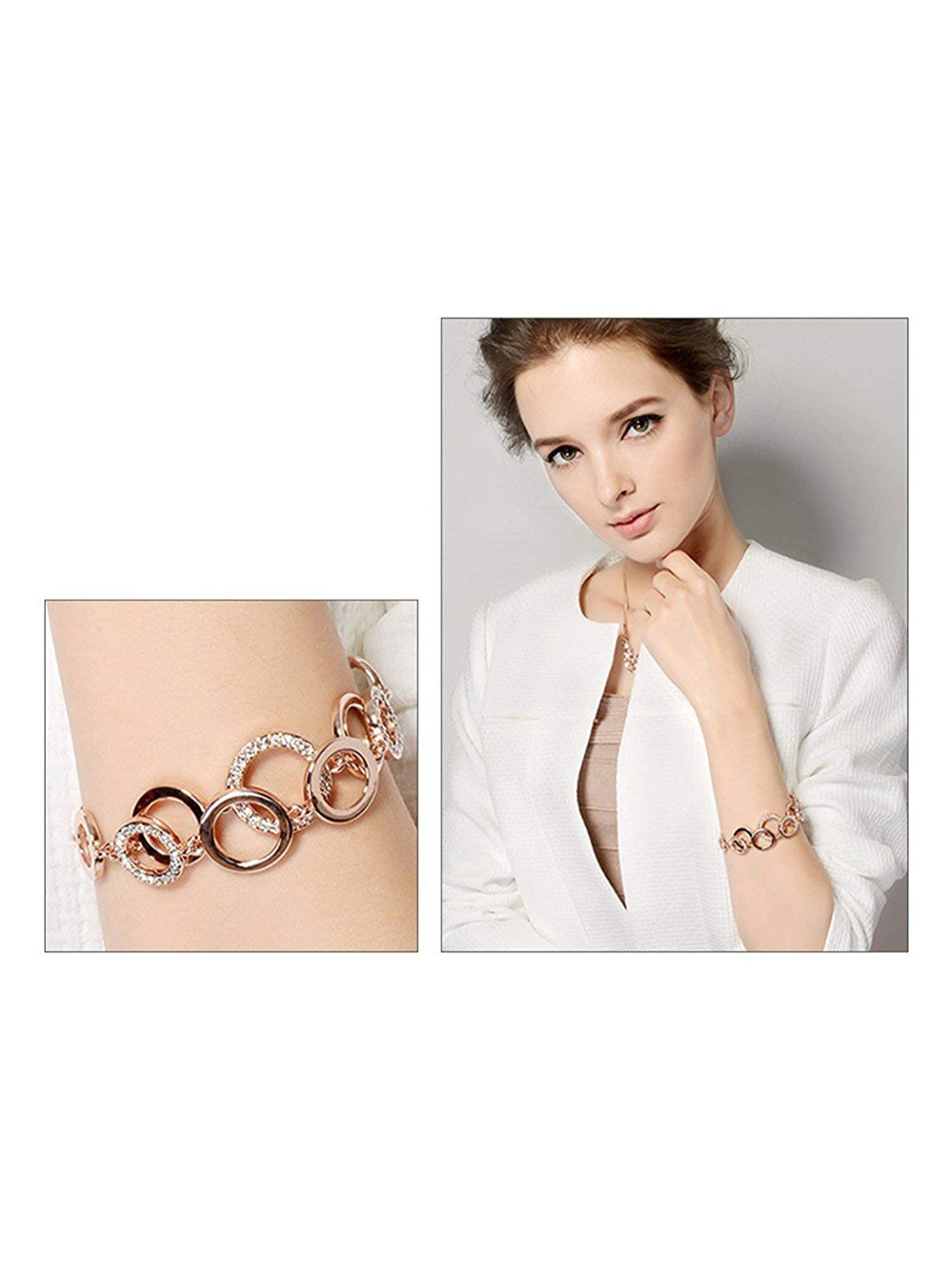 Valentine YouBella Jewellery Combo of Gold Plated Rose Flower and Charm Bangle Bracelet for Girls/Women