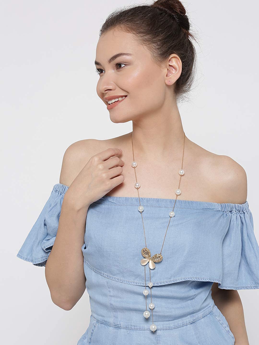 Valentine YouBella Jewellery Combo of Gold Plated Rose Flower and Necklace Chain for Girls/Women