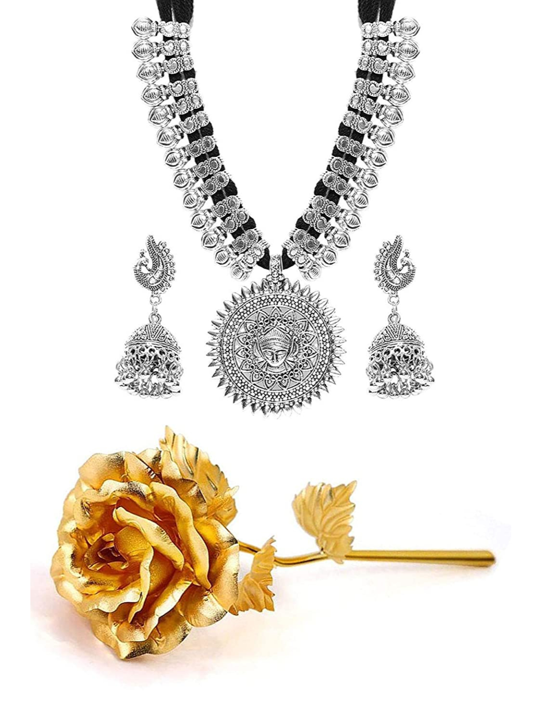 Valentine YouBella Jewellery Combo of Gold Plated Rose Flower and Jewellery Necklace Set for Girls/Women