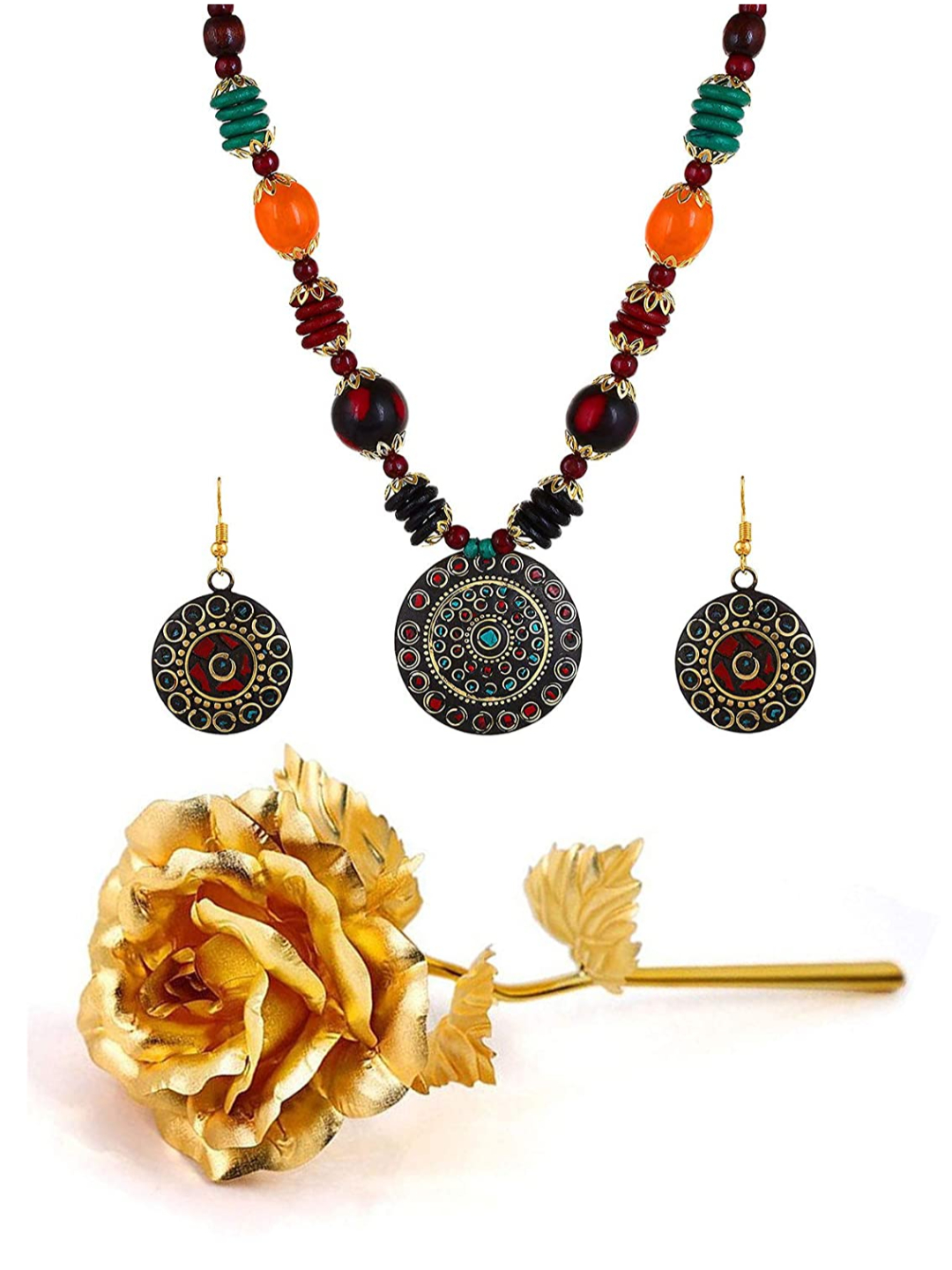 Valentine YouBella Jewellery Combo of Gold Plated Rose Flower and Jewellery Necklace Set for Girls/Women