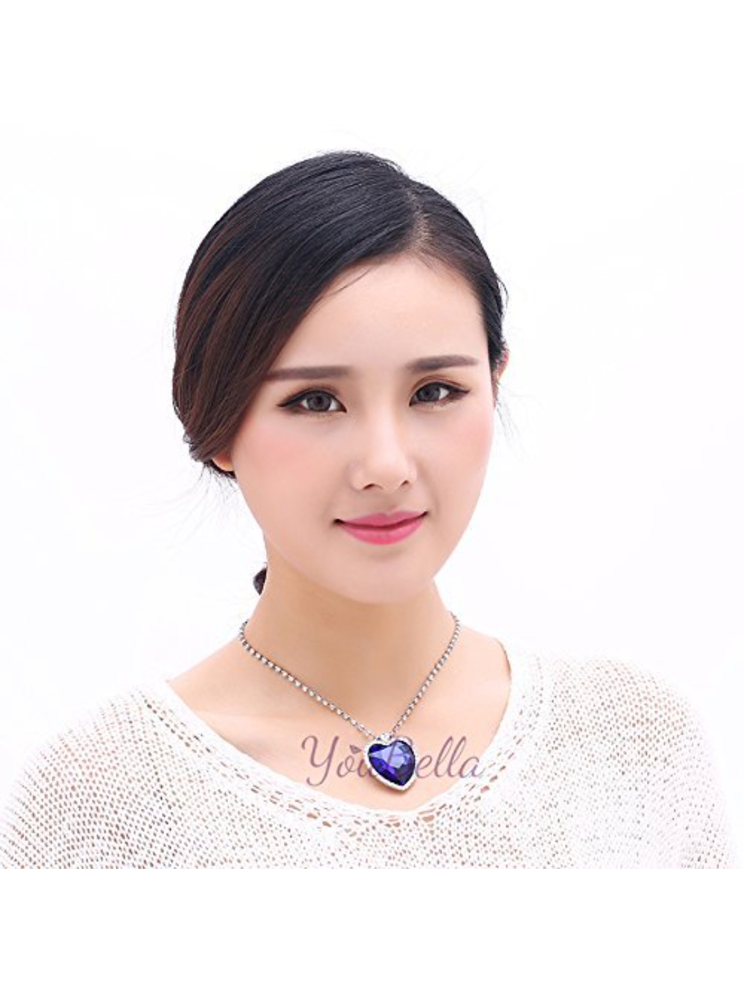 Valentine YouBella Jewellery Combo of Heart Crystal Pendant Necklace for Women and Girls, Gold Plated Rose Flower and Crystal Jewellery Bangle Bracelet for Girls