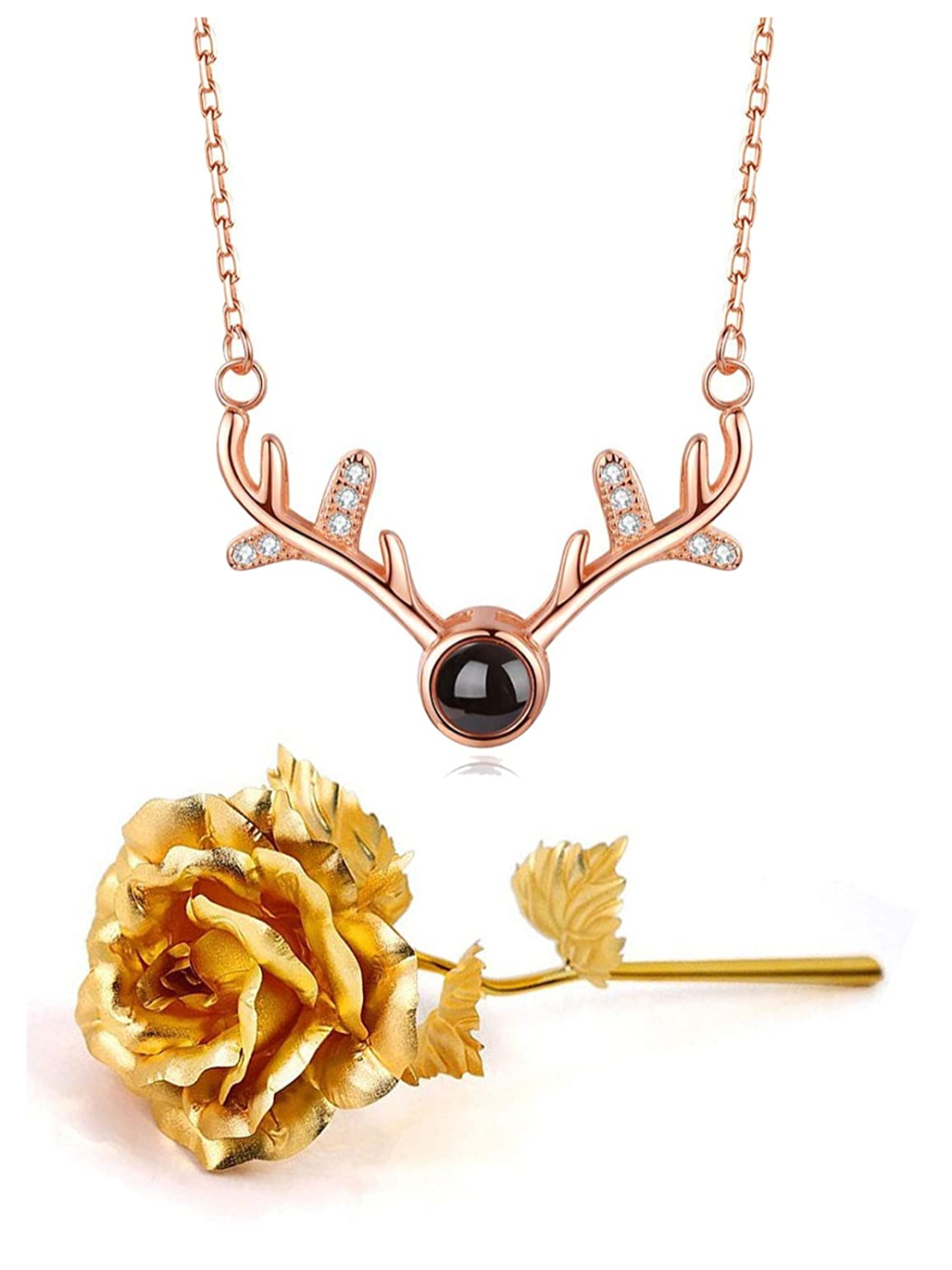 Valentine YouBella Jewellery Combo of Gold Plated Rose Flower and I Love You in 100 Languages Pendant Necklace for Women and Girls