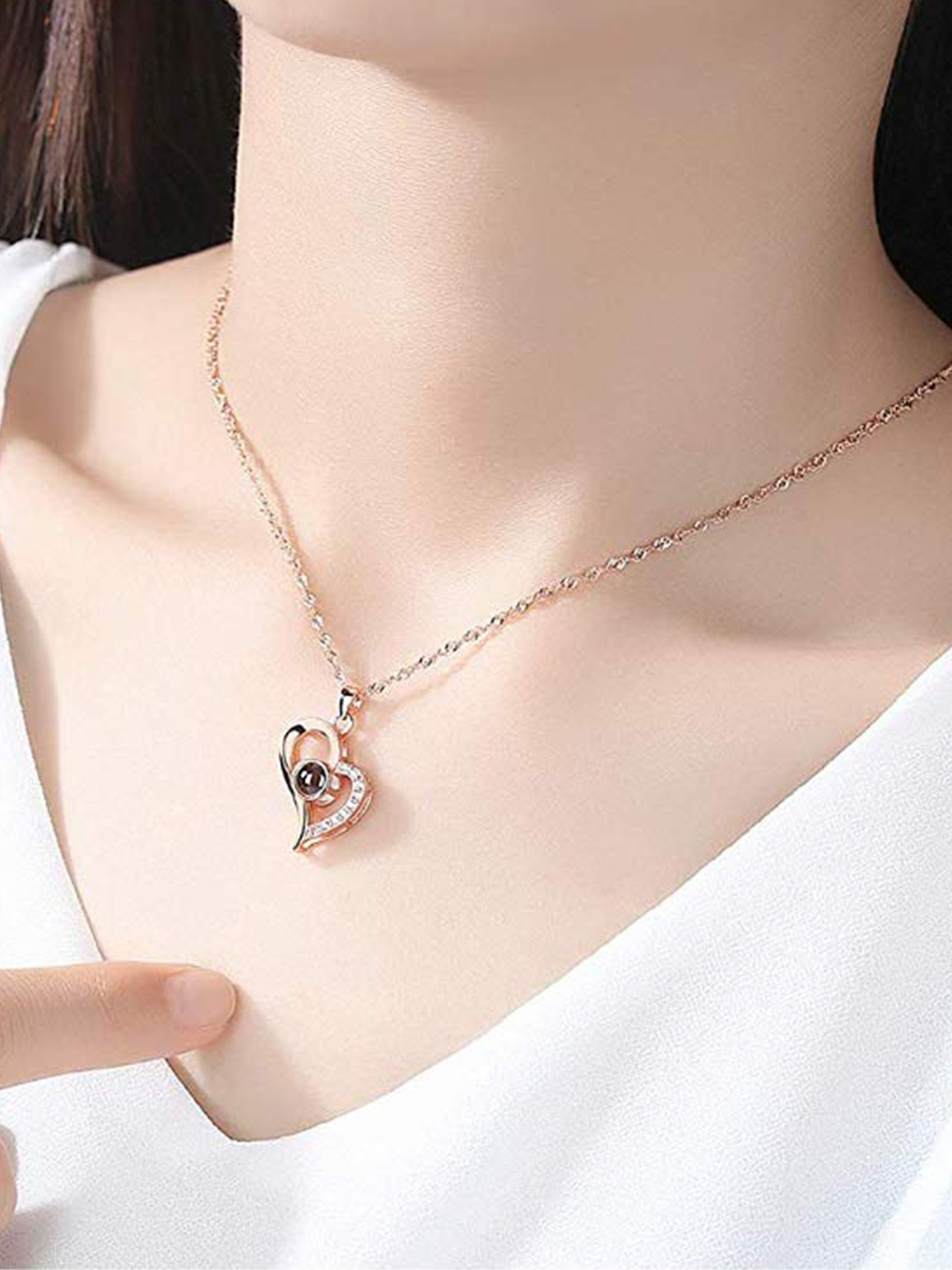 Valentine YouBella Jewellery Combo of Gold Plated Rose Flower and I Love You in 100 Languages Pendant Necklace for Women and Girls