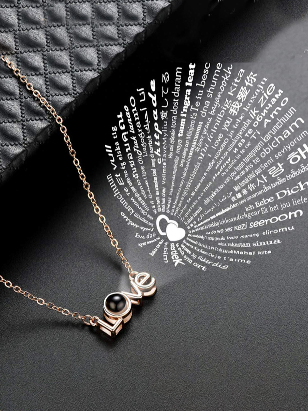 Valentine YouBella Jewellery Combo of Gold Plated Rose Flower and I Love You in 100 Languages Pendant Necklace for Women and Girls