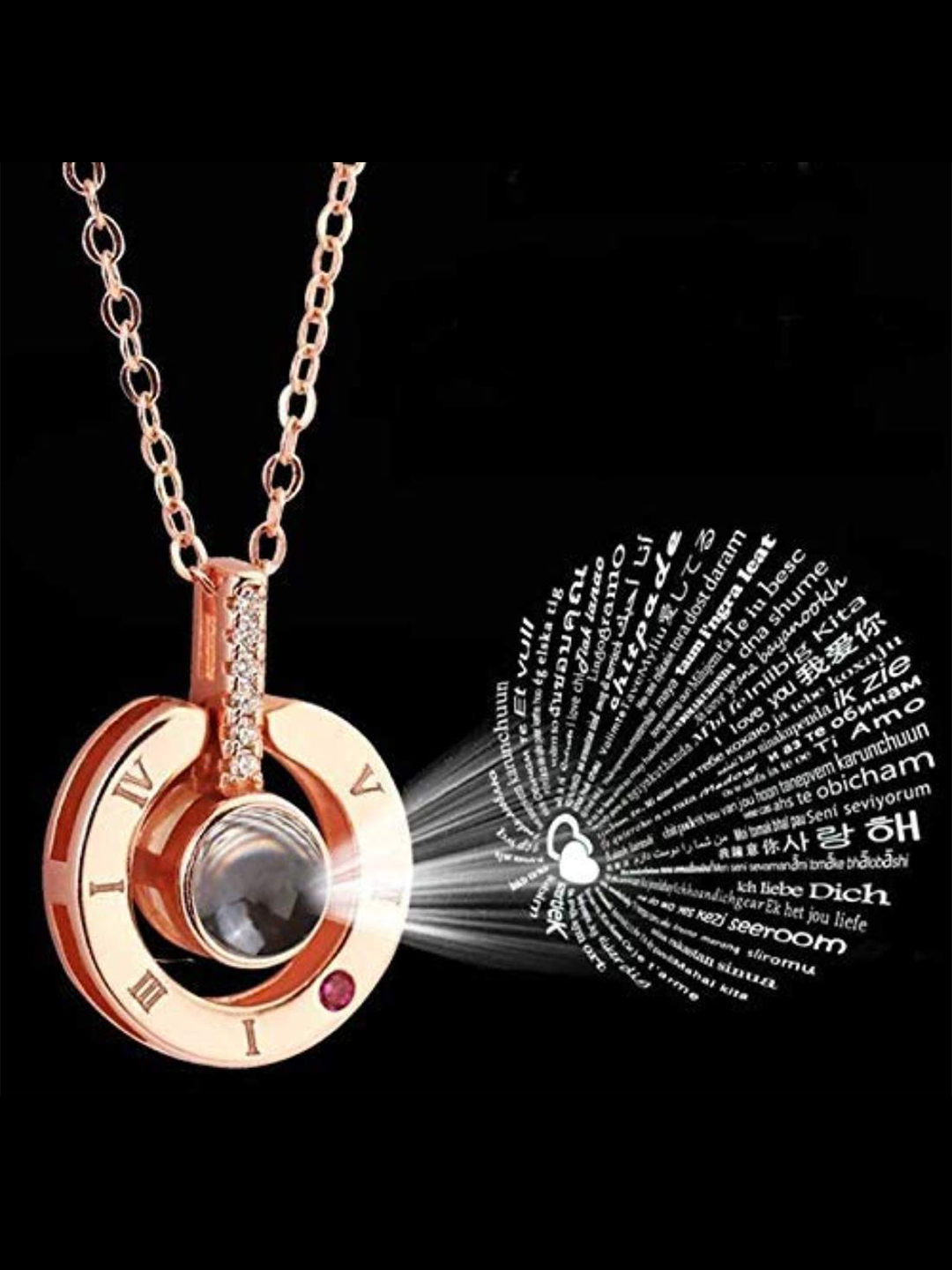 Valentine YouBella Jewellery Combo of Gold Plated Rose Flower and I Love You in 100 Languages Pendant Necklace for Women and Girls