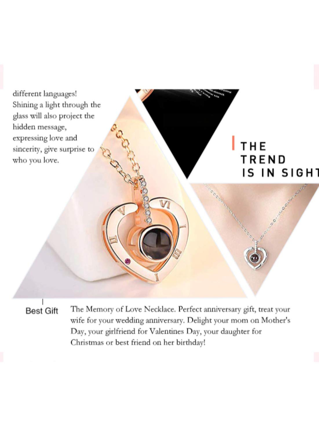 Valentine YouBella Jewellery Combo of Gold Plated Rose Flower and I Love You in 100 Languages Pendant Necklace for Women and Girls
