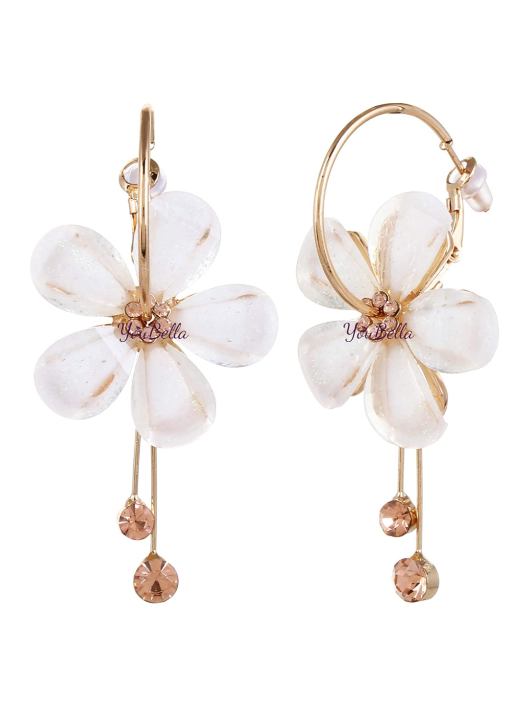 Valentine YouBella Jewellery Combo of Gold Plated Rose Flower and Stylish Floral Fancy Earrings for Girls and Women