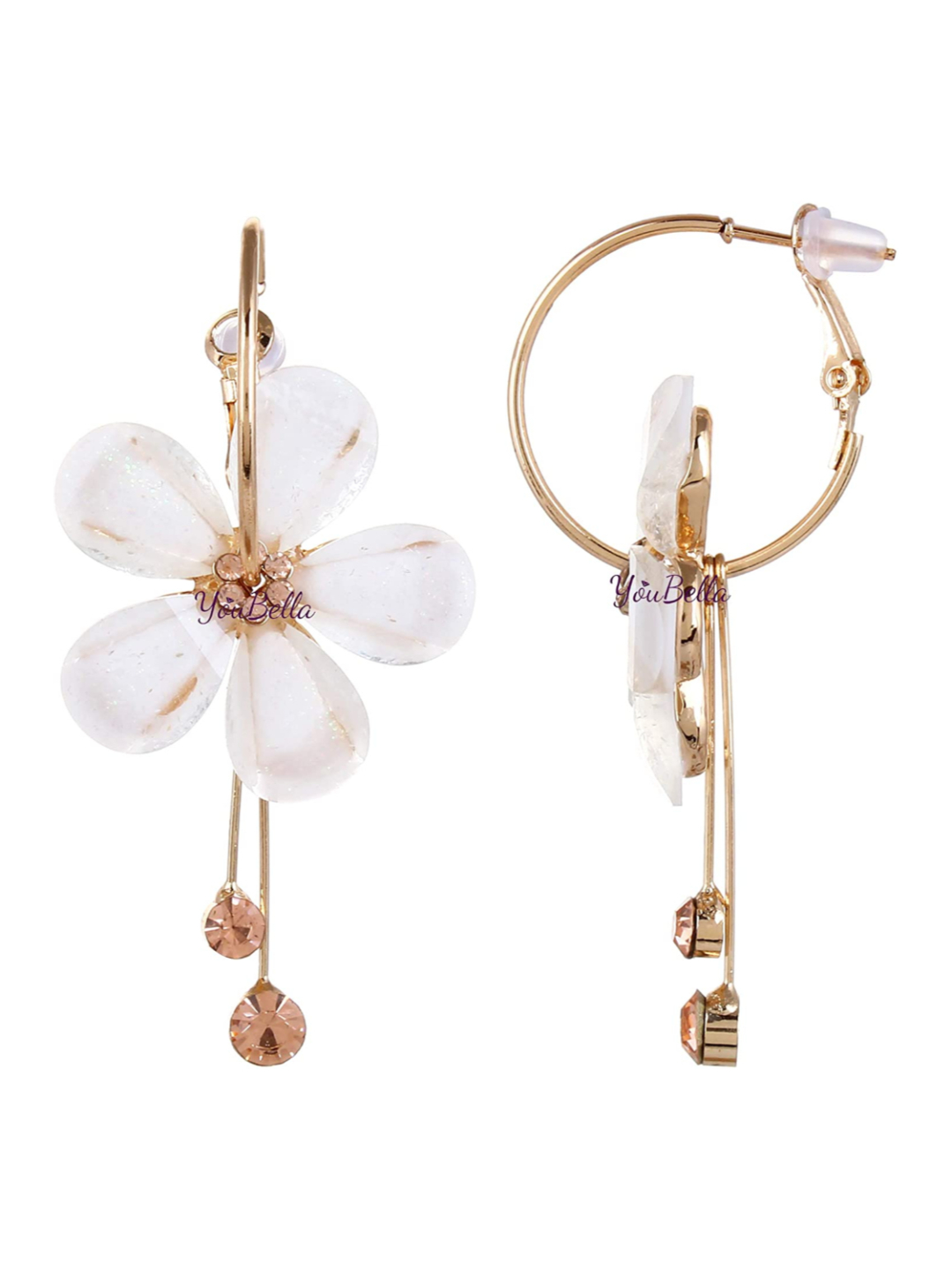 Valentine YouBella Jewellery Combo of Gold Plated Rose Flower and Stylish Floral Fancy Earrings for Girls and Women