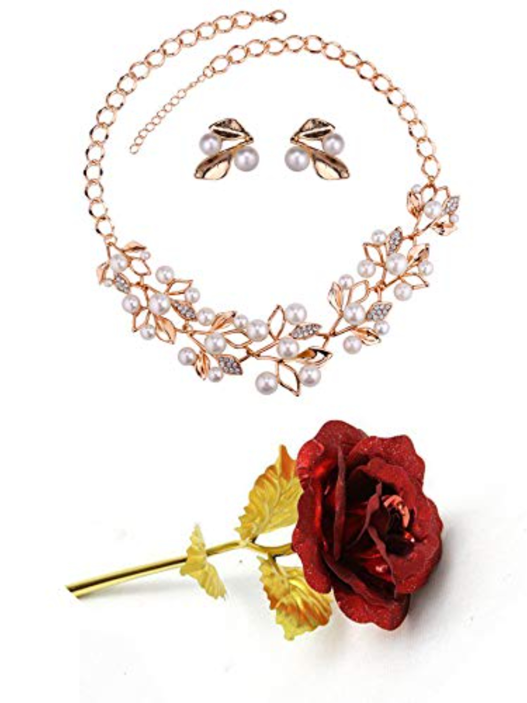 Valentine YouBella Jewellery Combo of Gold Plated Rose Flower and Jewellery Necklace Set for Girls/Women