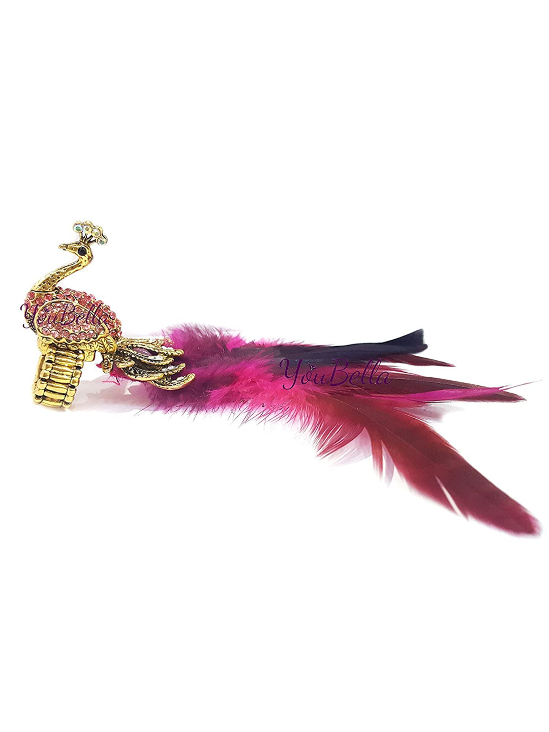 YouBella Combo Pack of Gold Plated Rose Flower, Afghan Earrings and Peacock Feather Adjustable Ring for Women