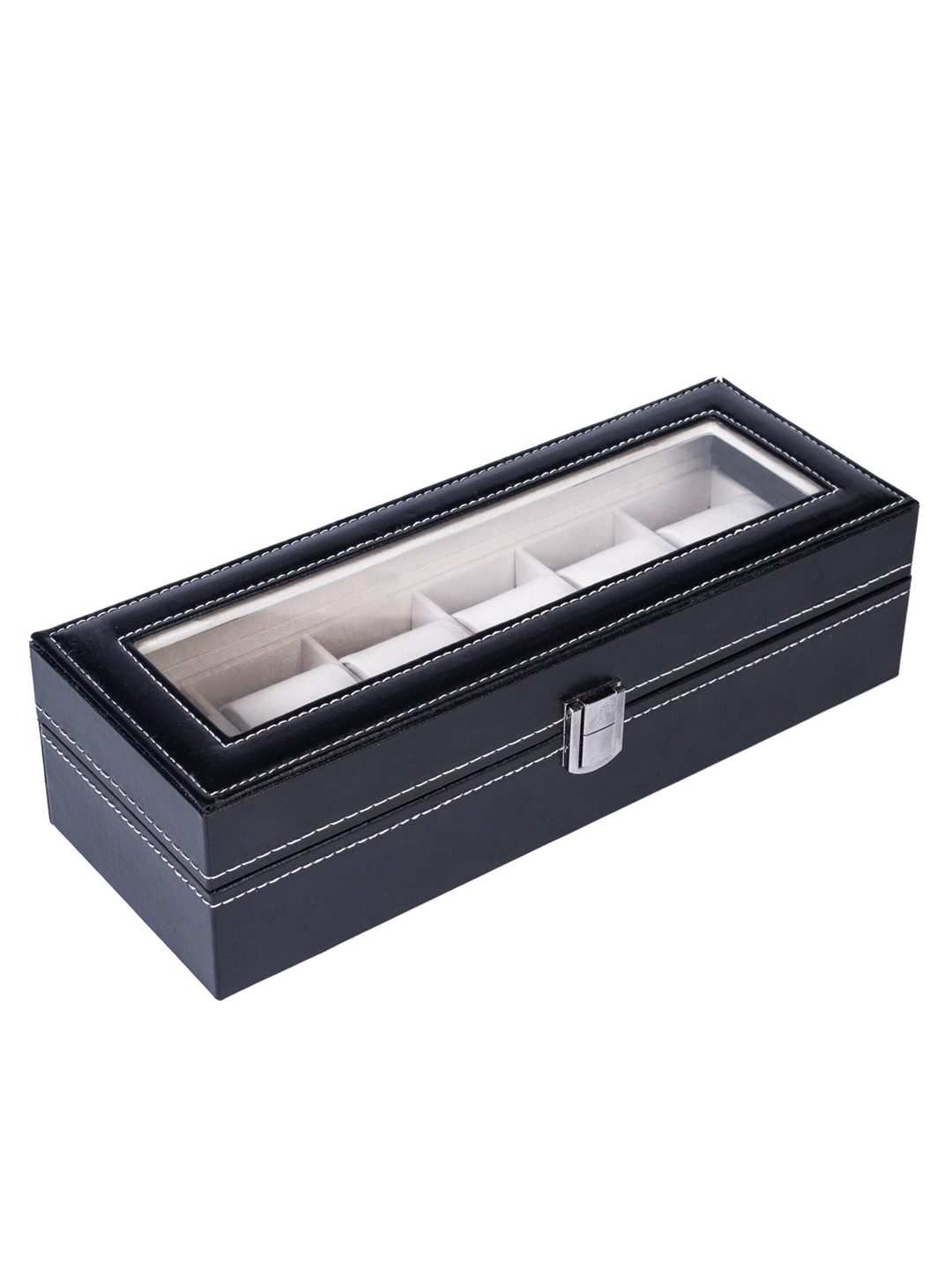 YouBella Jewellery and Watch Organiser Box Men's and Women's Watch Box Holder Organizer Case In 6 Slots of watches In PU Leather (Black) (Watch_Box_1)