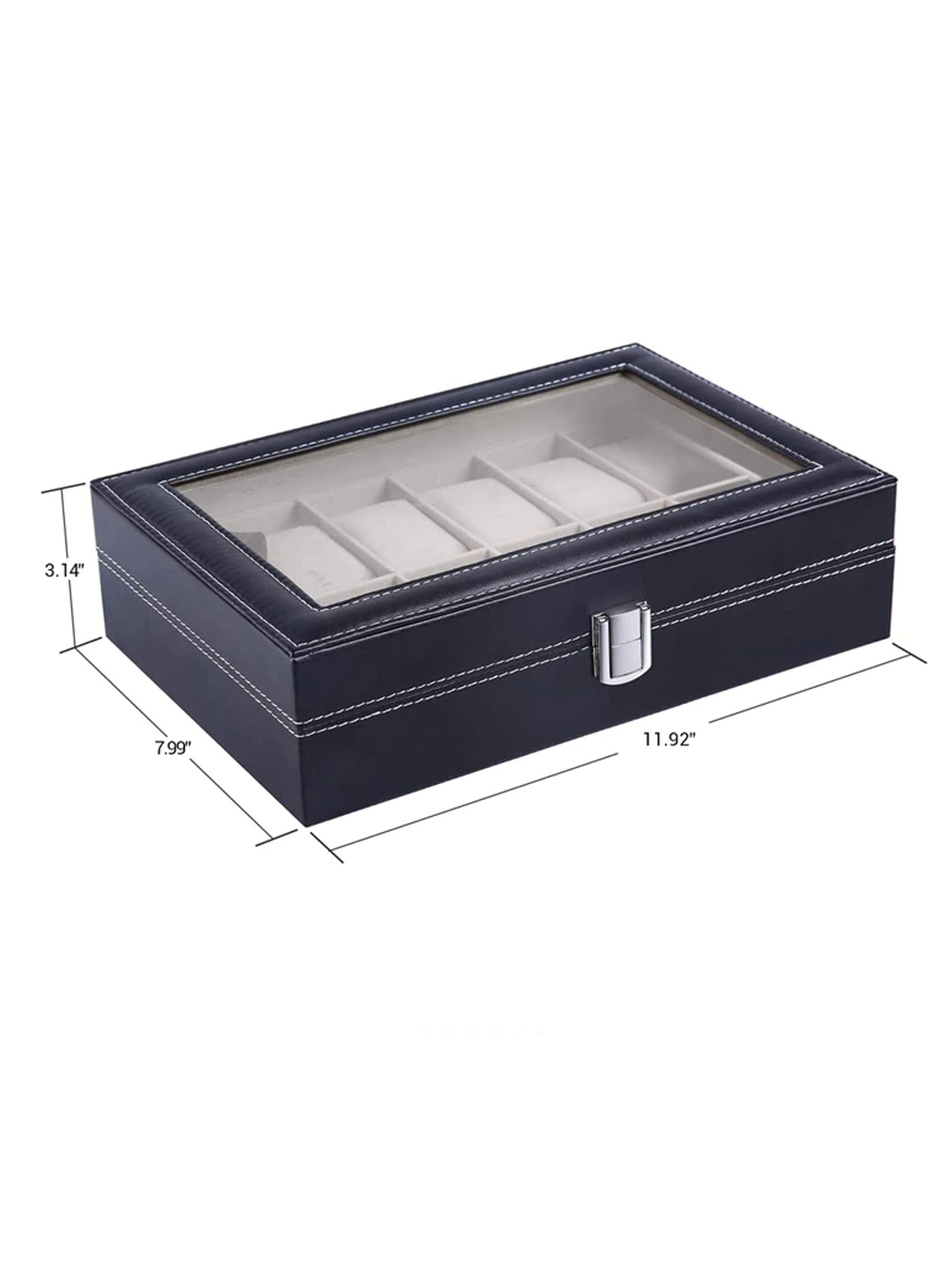 YouBella Jewellery and Watch Organiser Box Men's and Women's Watch Box Holder Organizer Case In 12 Slots of watches In PU Leather (Black) (Watch_Box_2)
