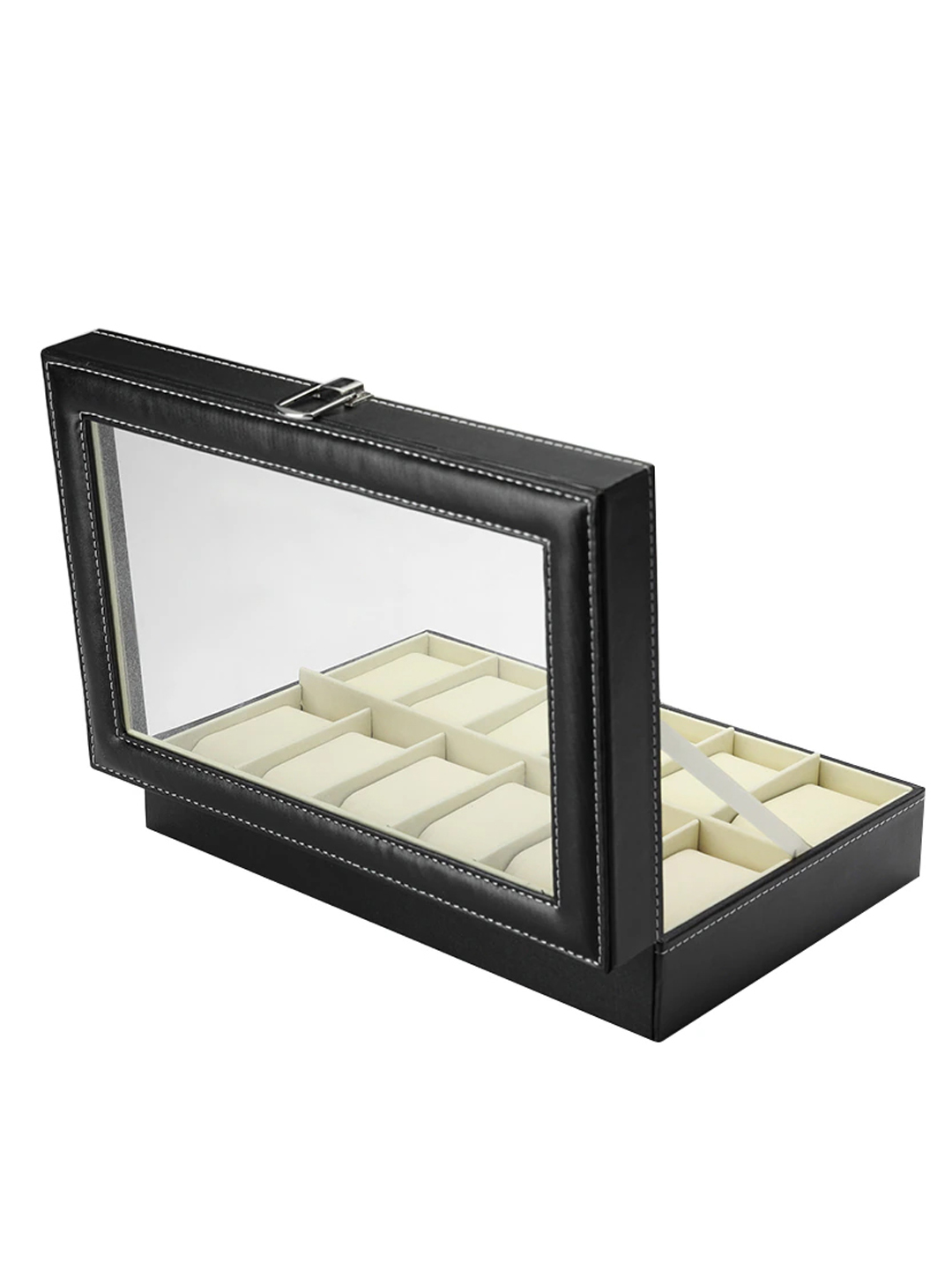 YouBella Jewellery and Watch Organiser Box Men's and Women's Watch Box Holder Organizer Case In 12 Slots of watches In PU Leather (Black) (Watch_Box_2)