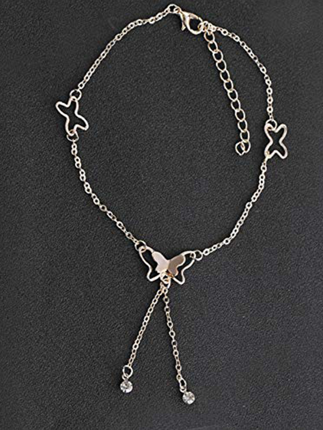 YouBella 18k Rose Gold Plated Butterfly Anklet for Women and Girls