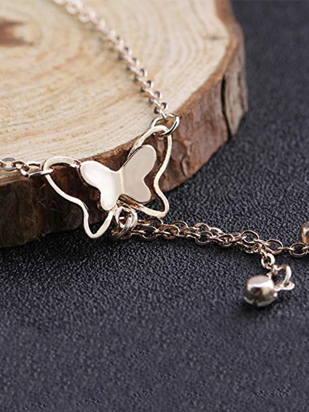YouBella 18k Rose Gold Plated Butterfly Anklet for Women and Girls