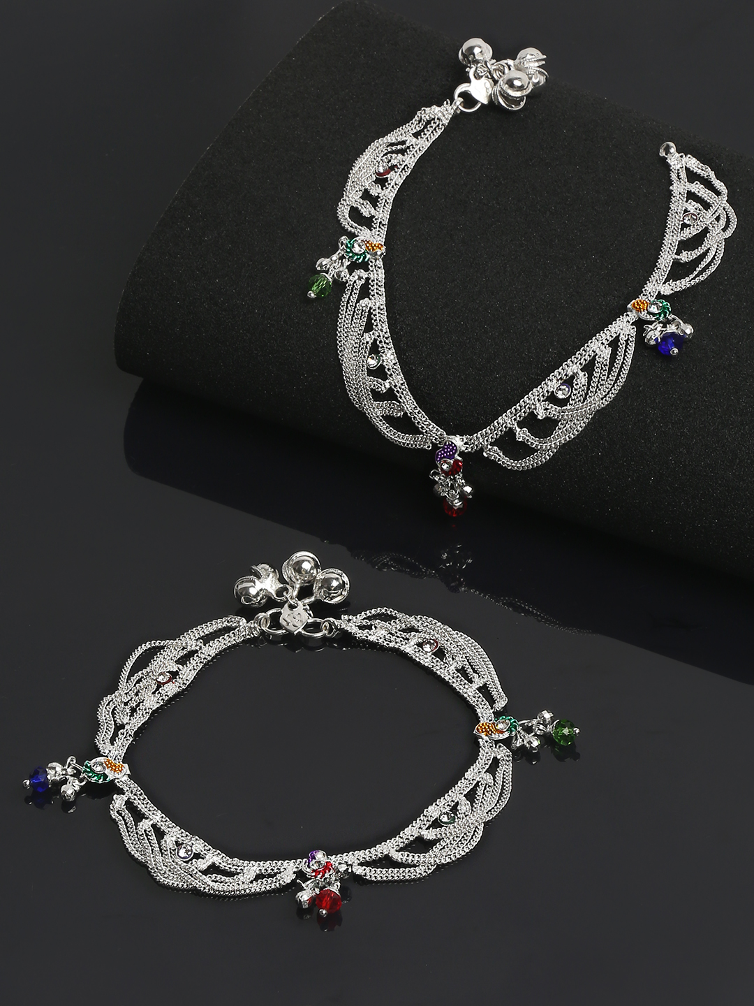 YouBella Jewellery Silver Plated Stylish Handmade Anklets for Girls and Women