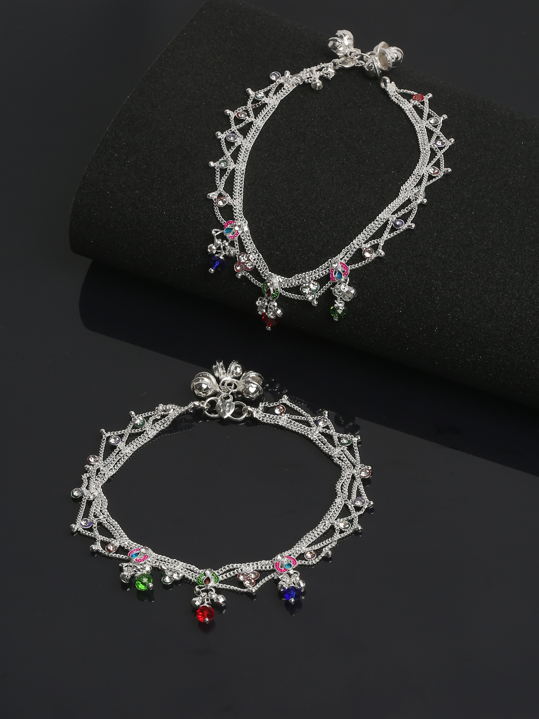 YouBella Jewellery Silver Plated Stylish Handmade Anklets for Girls and Women