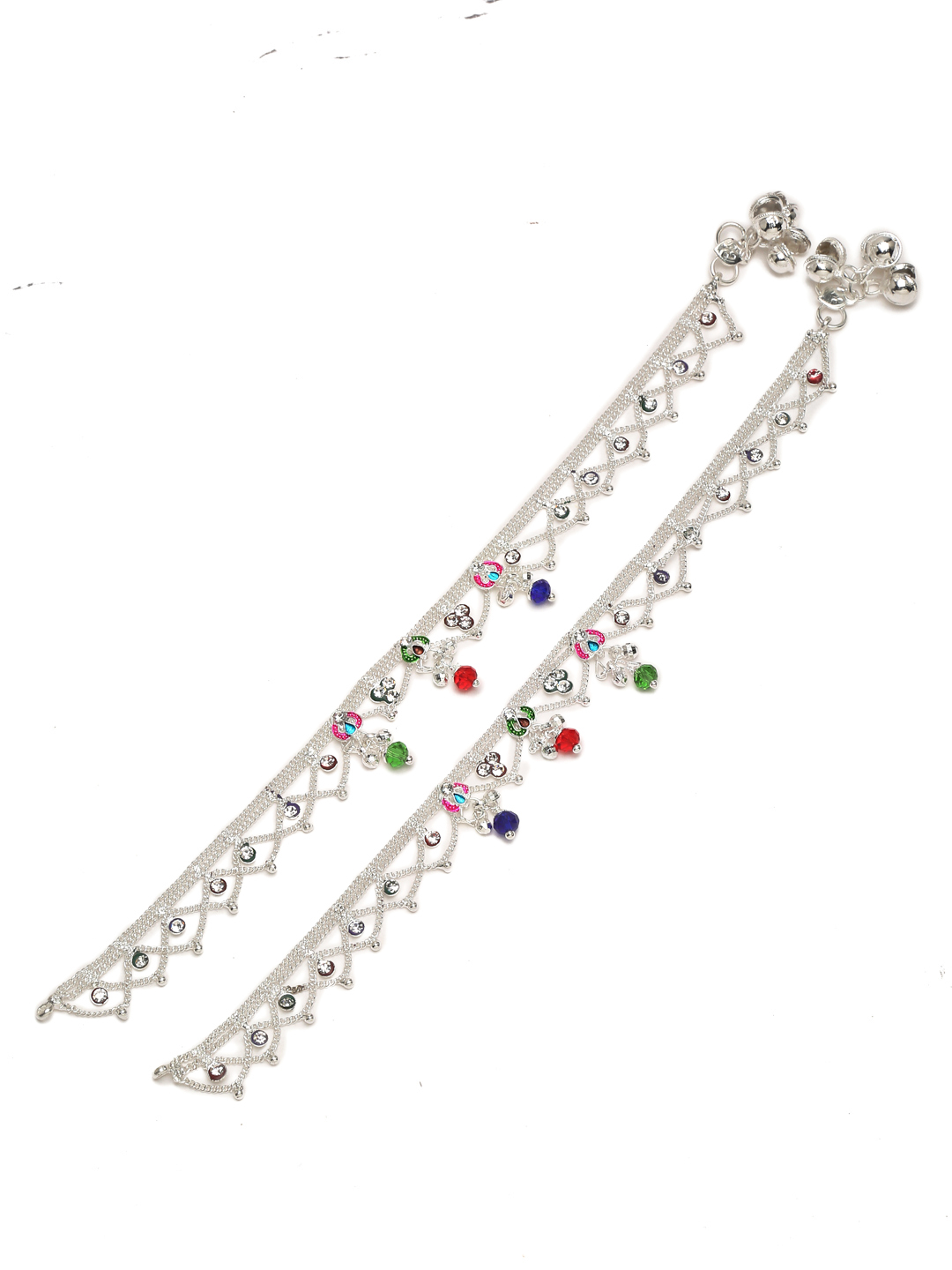 YouBella Jewellery Silver Plated Stylish Handmade Anklets for Girls and Women