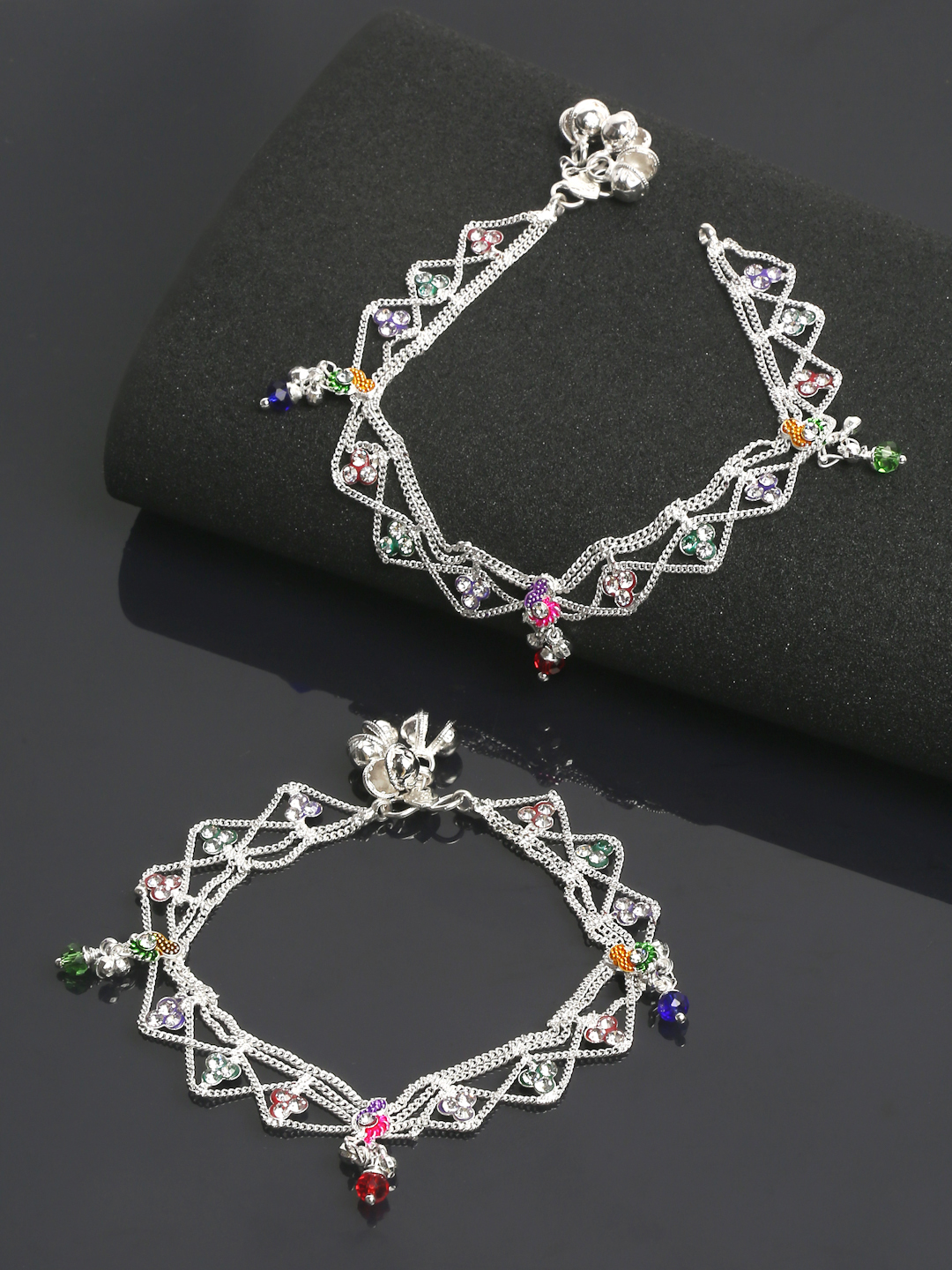 YouBella Jewellery Silver Plated Stylish Handmade Anklets for Girls and Women