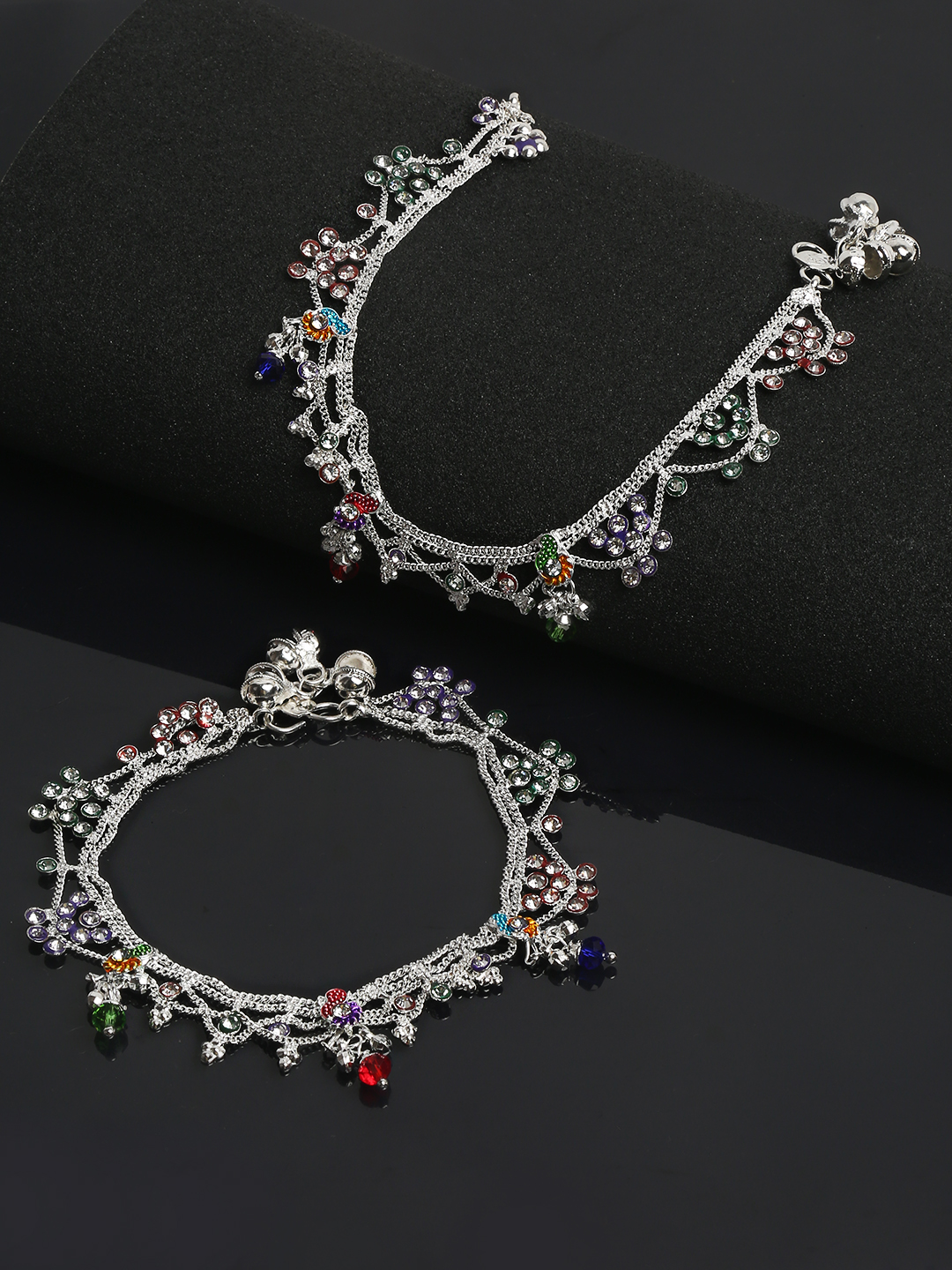 YouBella Jewellery Silver Plated Stylish Handmade Anklets for Girls and Women