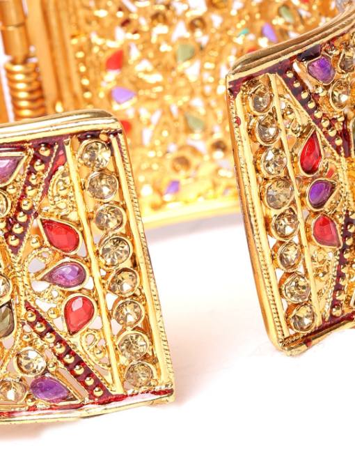 YouBella Multicoloured Gold-Plated Stone-Studded Beaded Kada