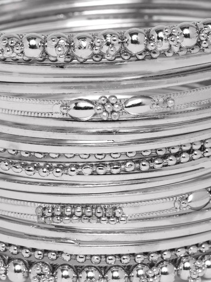 YouBella Set of 20 Silver-Plated Beaded Bangles