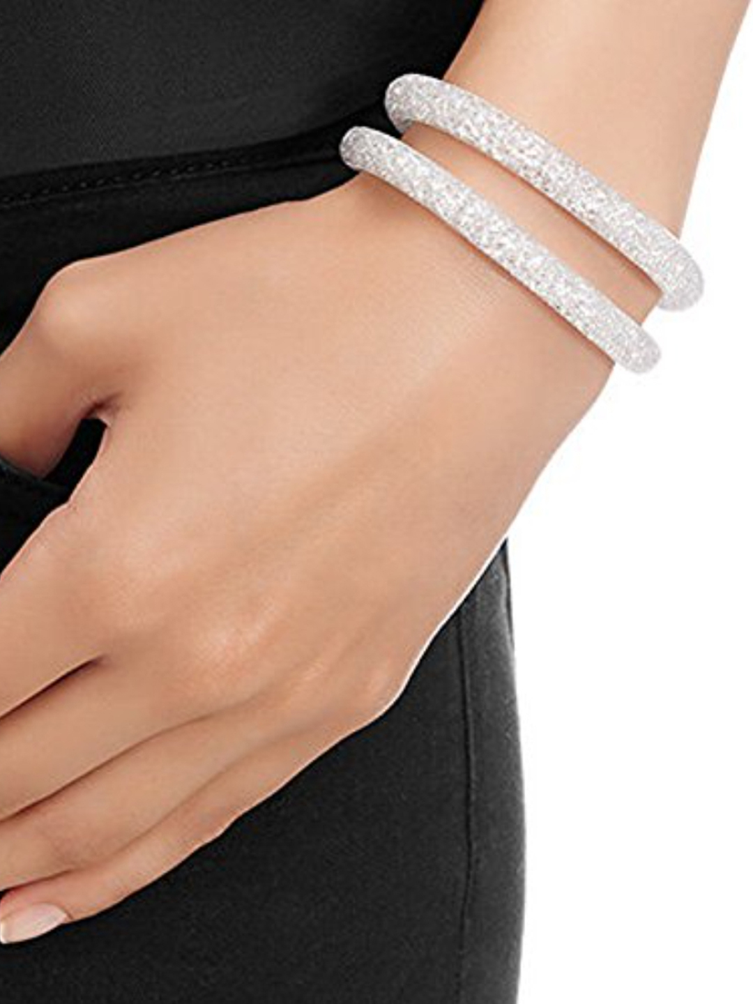 Best Valentine Gifts : YouBella Jewellery Stardust Crystal Bangle Bracelet Cum Necklace for Women and Girls (White)