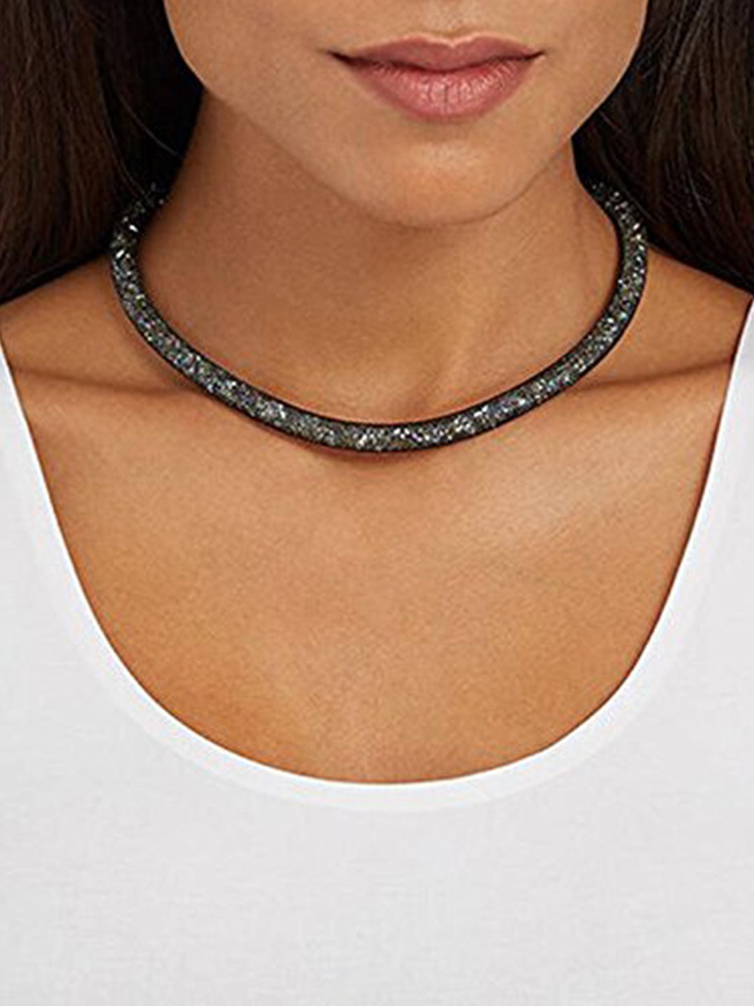 Best Valentine Gifts : YouBella Jewellery Stardust Crystal Bangle Bracelet Cum Necklace for Women and Girls (Black)