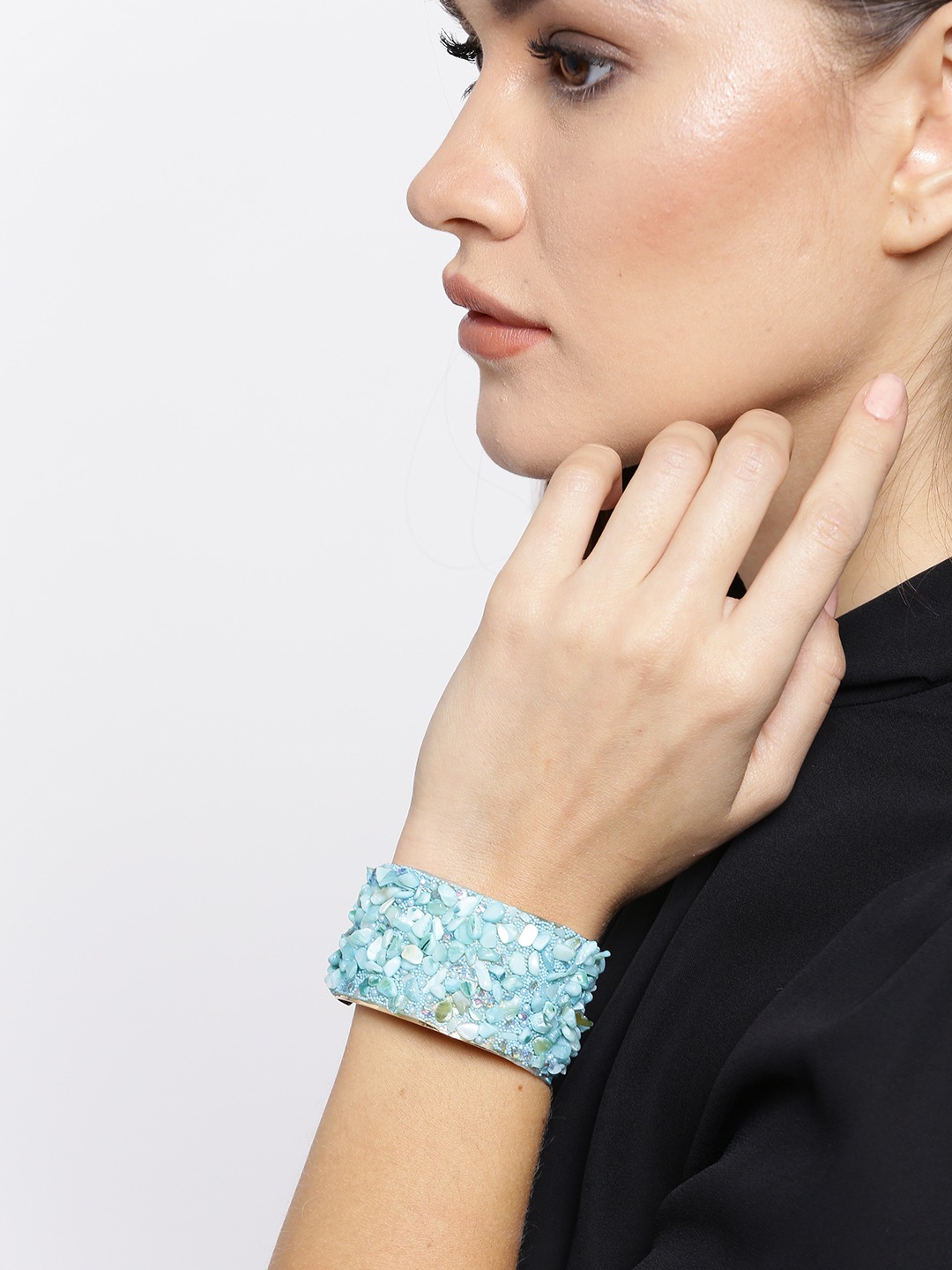 YouBella Blue Crystal Beads Studded Kada for Women