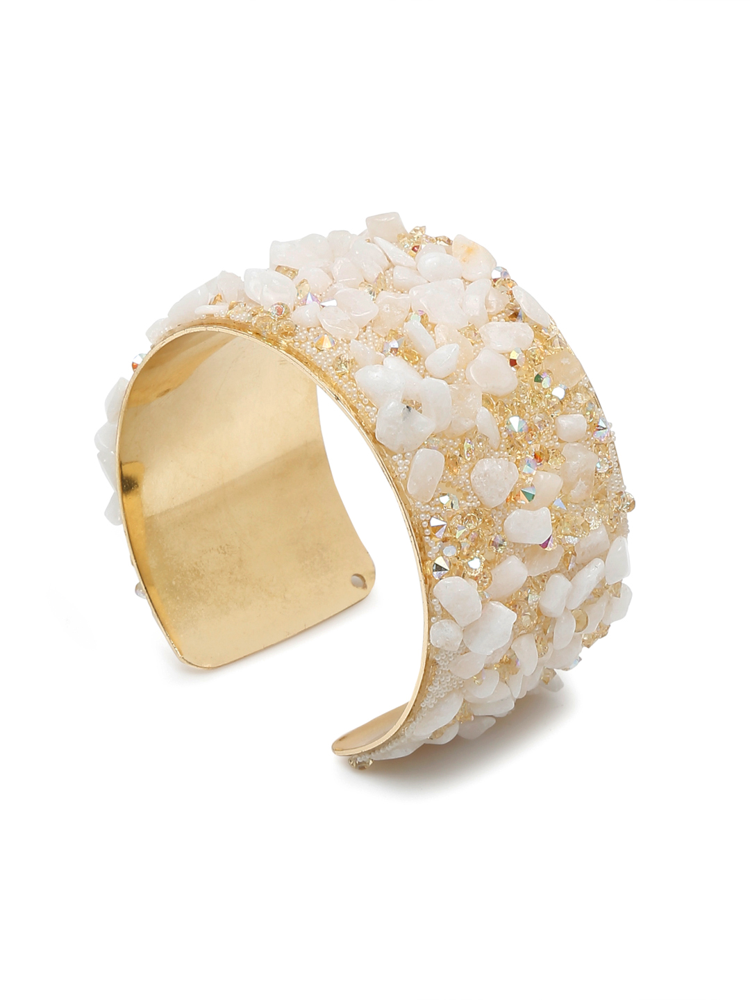 YouBella White Crystal Beads Studded Bangle Kada Bracelet for Women