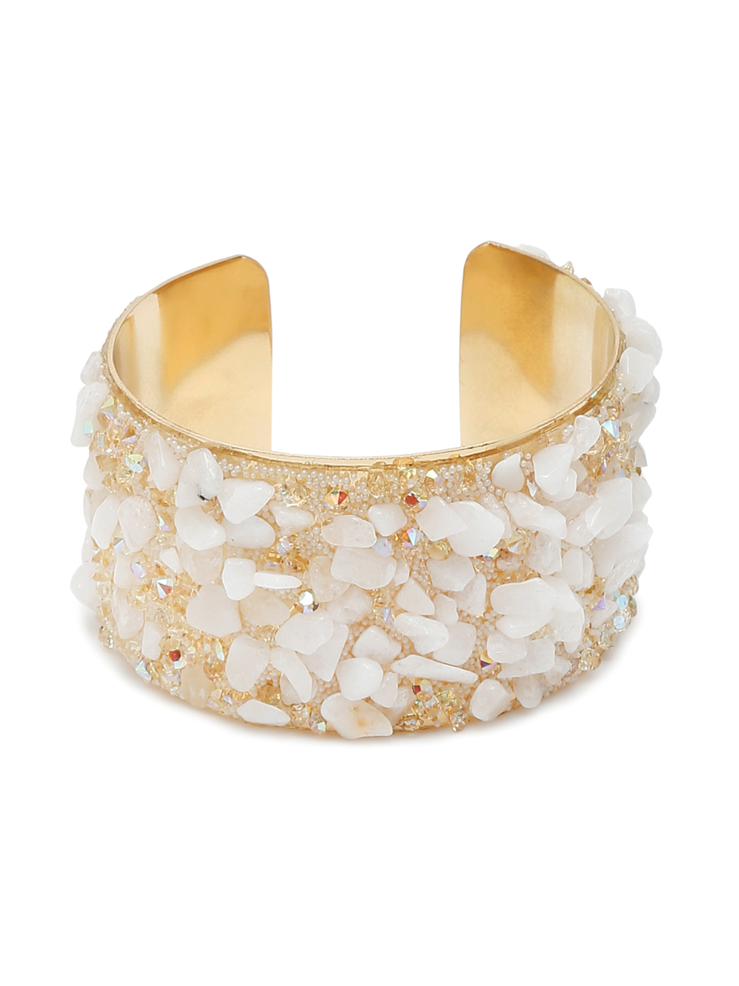 YouBella White Crystal Beads Studded Bangle Kada Bracelet for Women