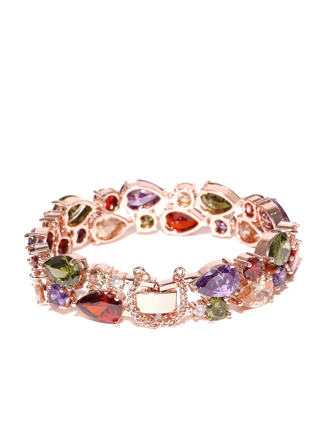 YouBella Multicoloured Swiss Zircon Stone-Studded Link Bracelet