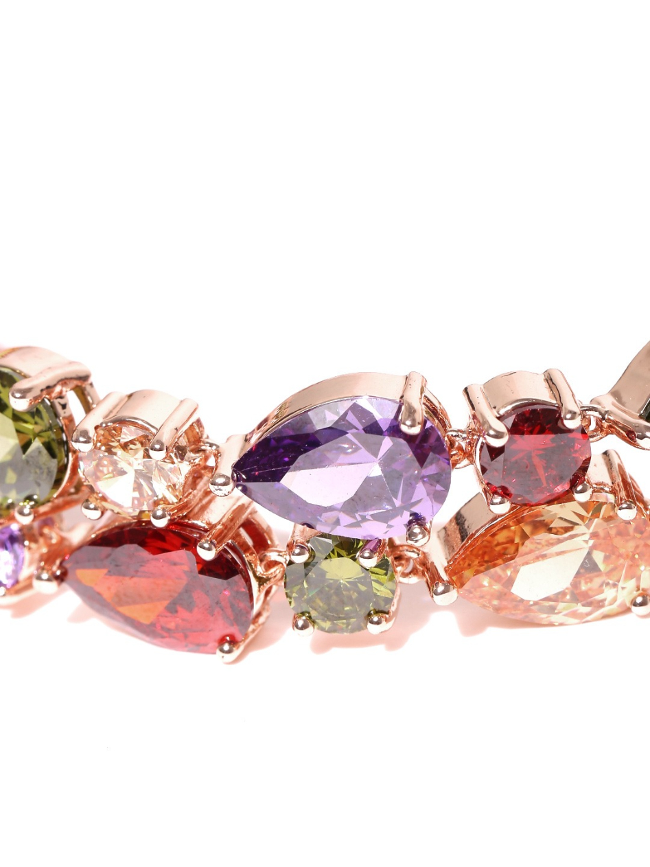 YouBella Multicoloured Swiss Zircon Stone-Studded Link Bracelet