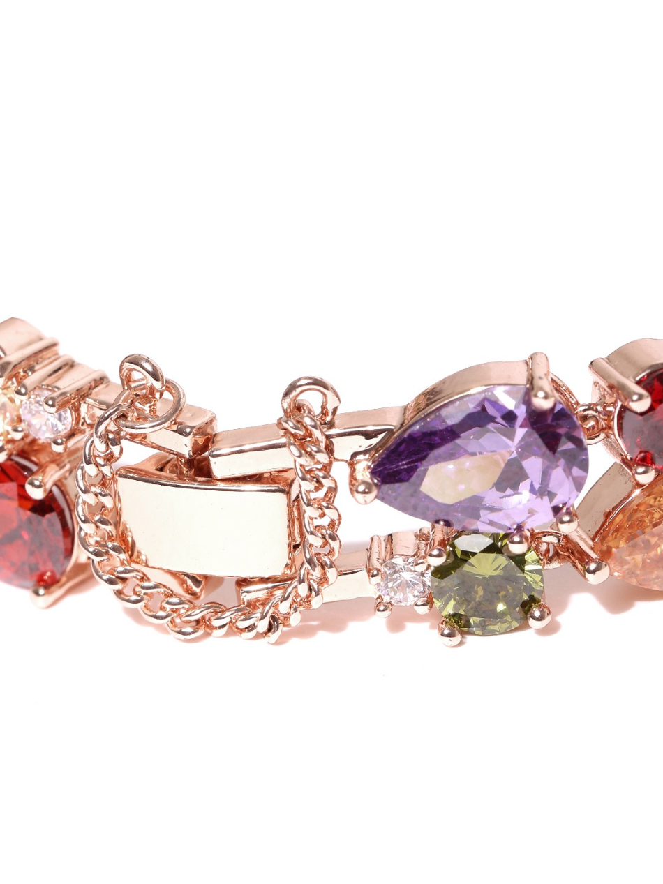YouBella Multicoloured Swiss Zircon Stone-Studded Link Bracelet