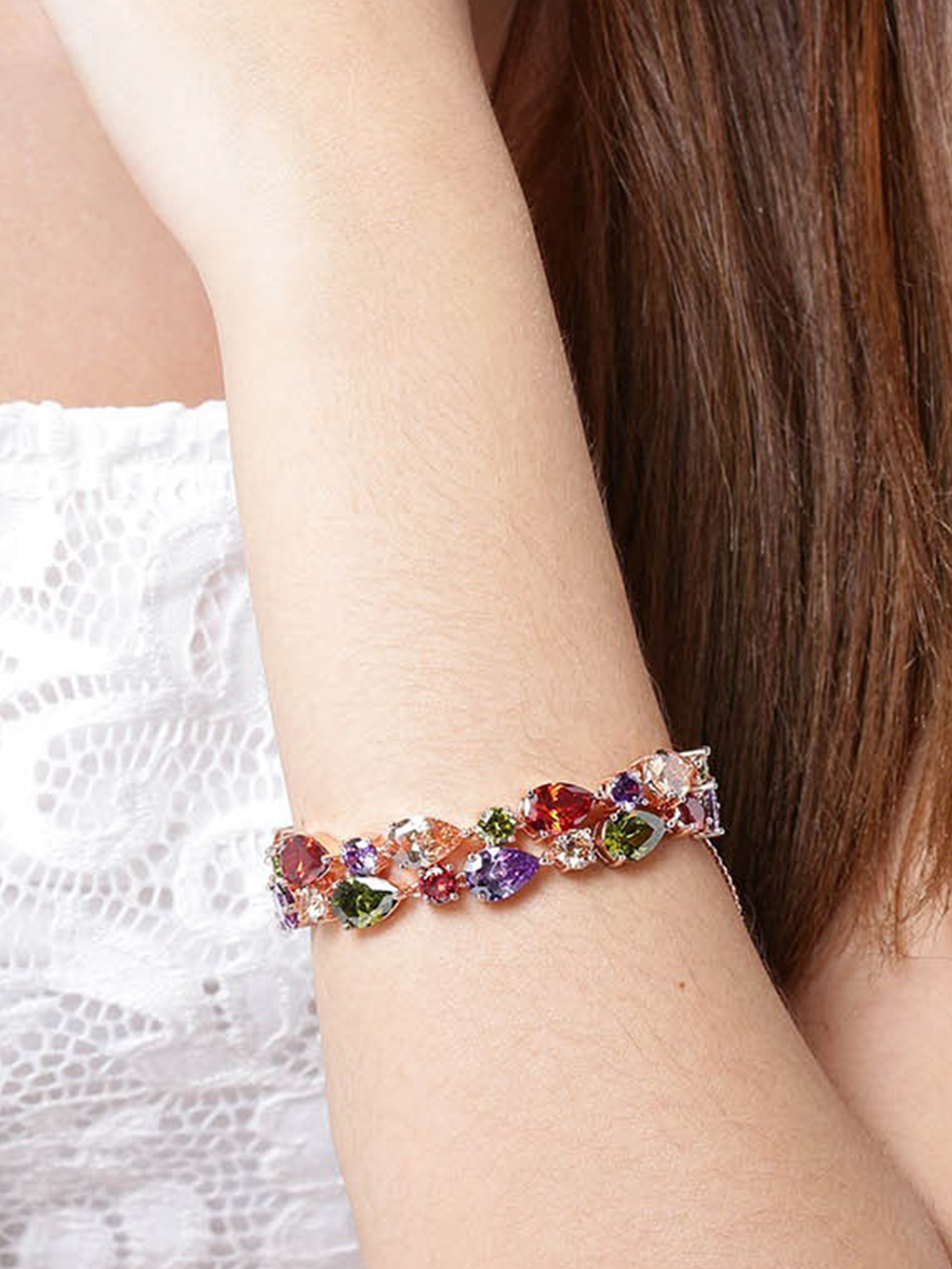 YouBella Jewellery Valentine Collection Golden Gold-plated AAA Swiss Zircon Bangle Bracelet for Girls and Women