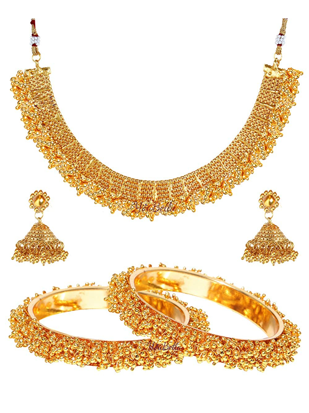 YouBella Jewellery Combo of Gold Bangle and Necklace Set for Women