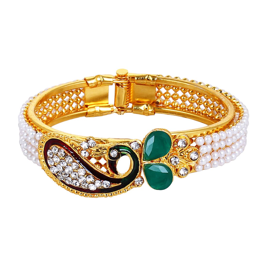YouBella Traditional Pearl and Gold Bracelet Bangle Set for Women