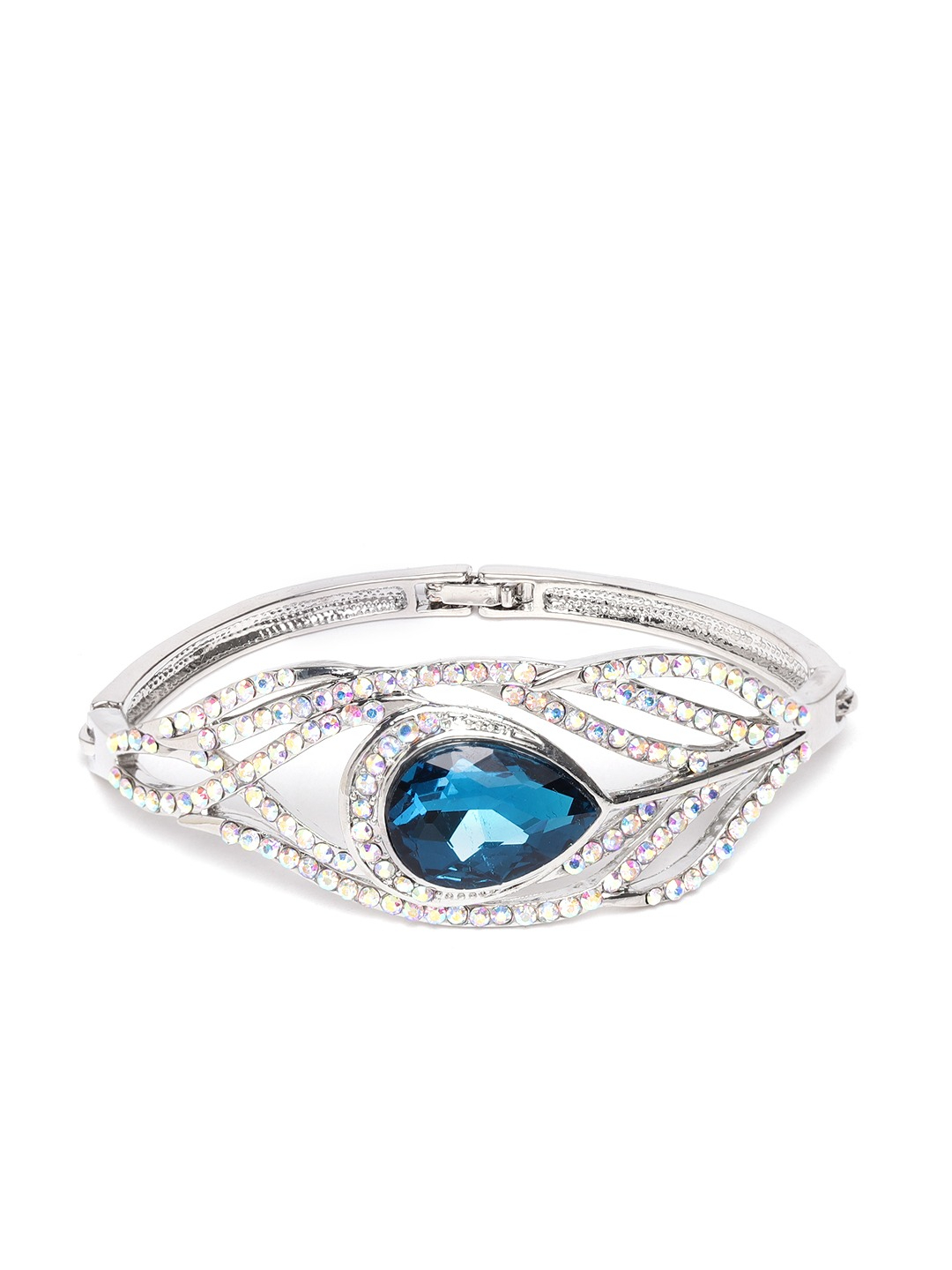 YouBella Blue Silver-Plated Stone Studded Bracelet