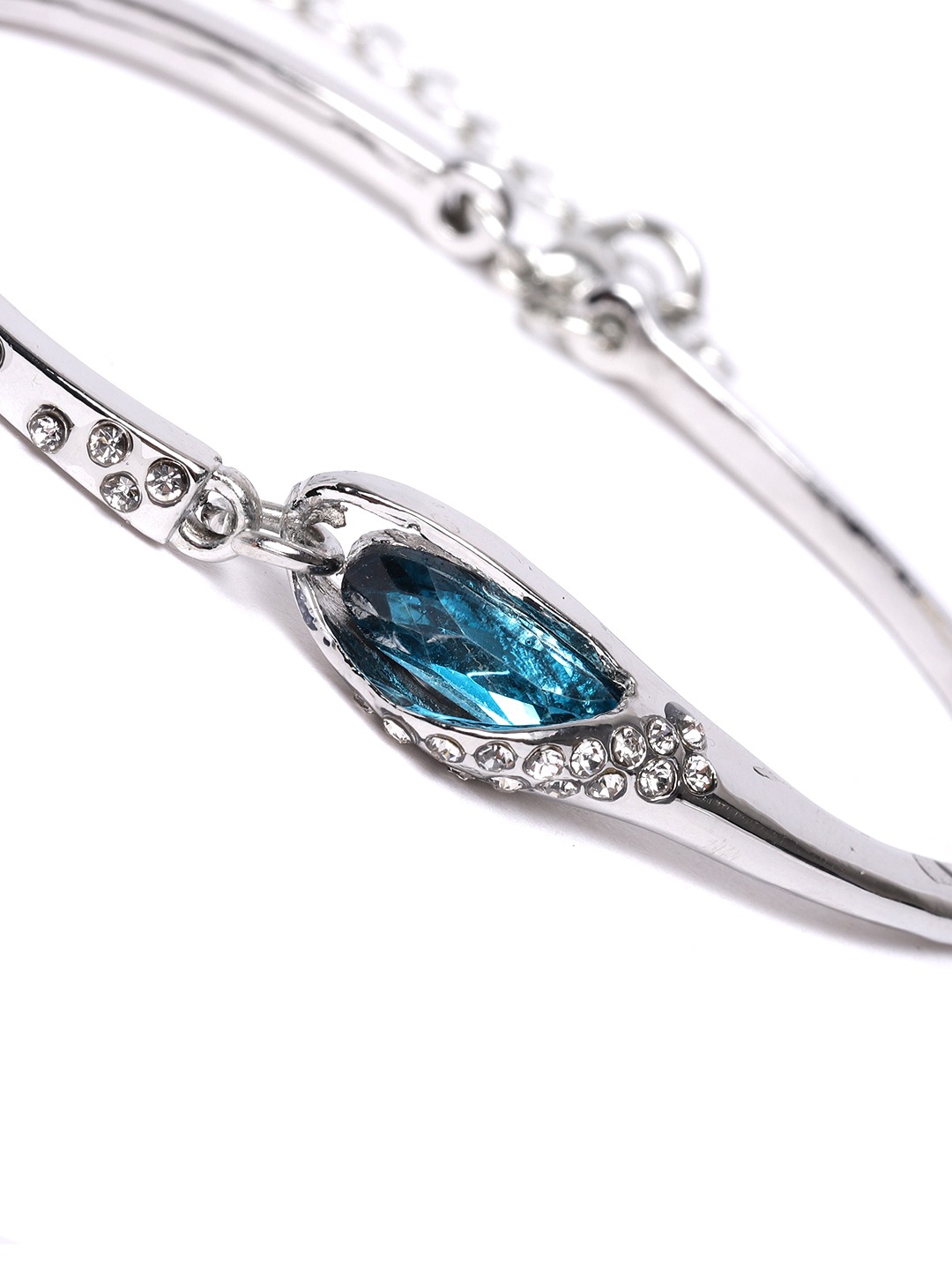YouBella Combo of Silver Crystal Bracelet Bangles Set Jewellery for Women