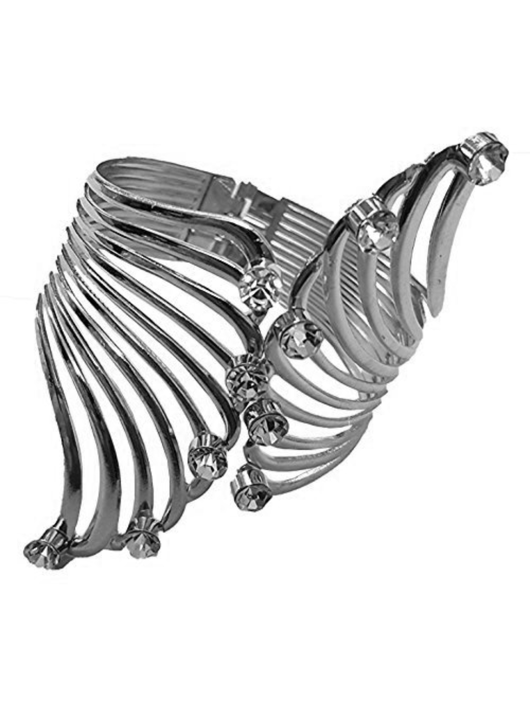 YouBella Jewellery Designer Crystal Bracelet Bangle Jewellery for Girls and Women (Silver)
