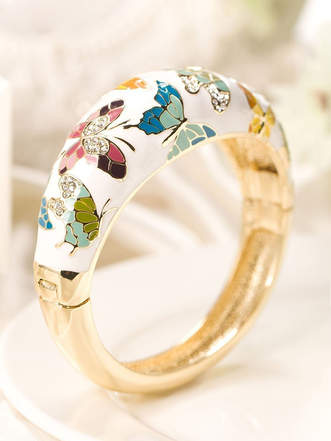 YouBella Fashion Jewellery Golden Enamel Crystal Bracelets Bangle for Women