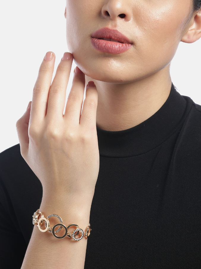 YouBella Set of 2 Rose Gold Plated Stone Studded Bracelets