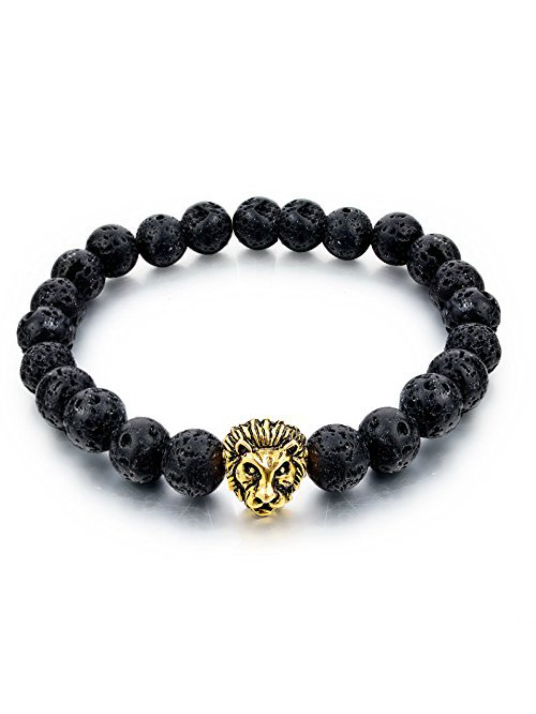 YouBella Natural Healing Stones Divine Black Beads Fancy Bracelet for Men and Women (Gold)