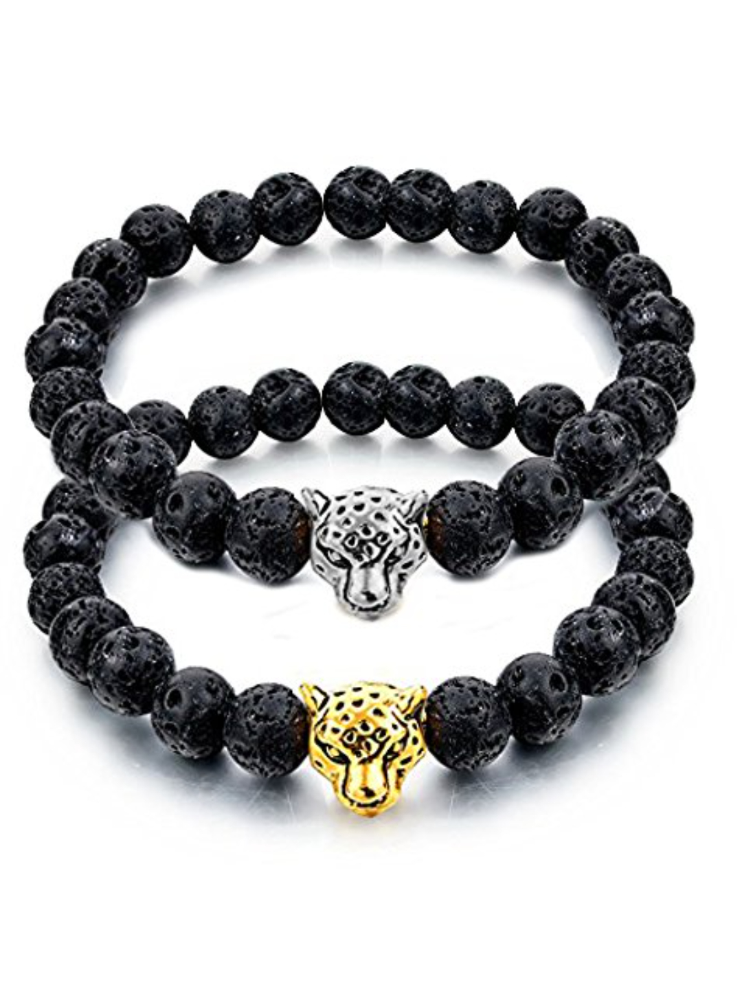 Youbella Stones Divine Black Beads And Leopard Bracelet For Men/Women/Boys/Girls (Combo)